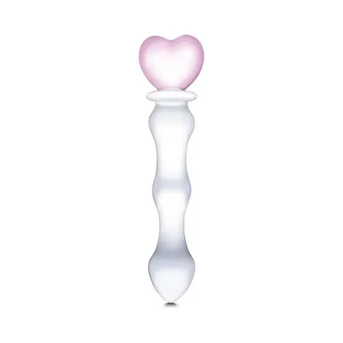 Glas 8 in. Sweetheart Glass Dildo with Pink Heart-Shaped Handle