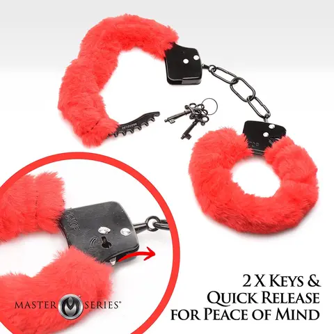 Master Series Cuffed in Fur Furry Handcuffs in Red