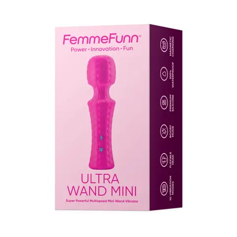 FemmeFunn Ultra Wand Mini Rechargeable Flexible Textured Silicone Vibrator in Pink