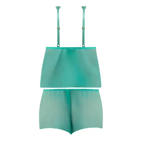 Magic Silk Caribbean Crush Flutter Cami & Short Set Aqua Glow L/XL