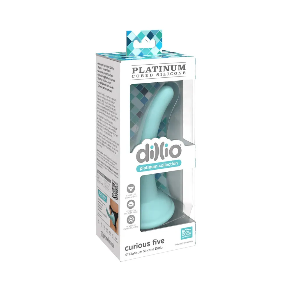Dillio Platinum Collection Curious Five 5 in. Silicone Dildo in Teal