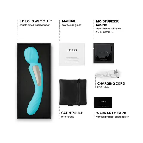 LELO SWITCH Double-Sided Wand Vibrator in Aqua