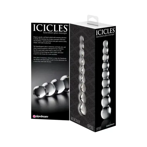 Icicles No. 2 Beaded 8.5 in. Glass Dildo Clear