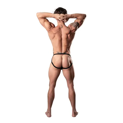 Male Power Show Stopper Jock Silver Mesh Dot L/XL