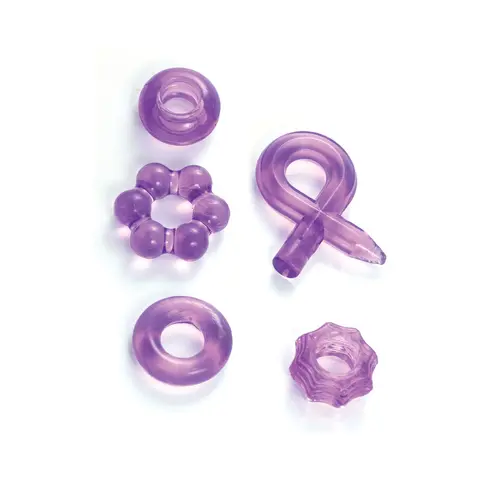 Enhancer Five Piece Cock Ring Set in Purple