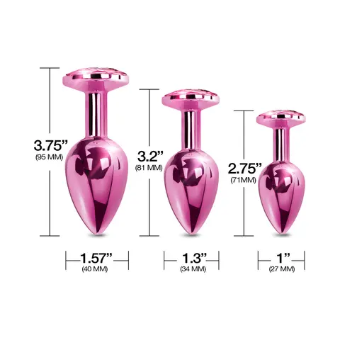 Nixie Metal Butt Plug Trainer Set 3-Piece Pink Metallic
