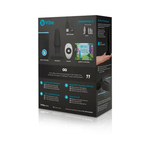 b-Vibe Rimming 2 Rotating and Vibrating Remote Control Plug in Black