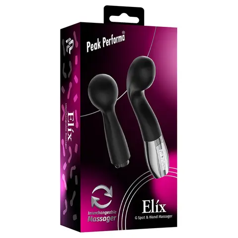 Peak Performa Elix G-Spot & Wand Interchangeable Massager in Black