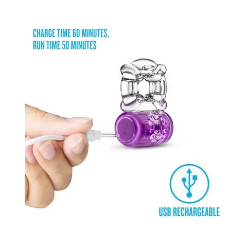 Play with Me Pleaser Rechargeable Vibrating C-Ring in Purple