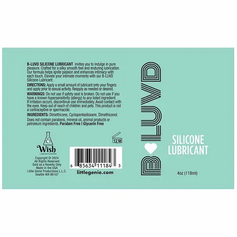 B-Luvd Silicone Lubricant 4 oz.