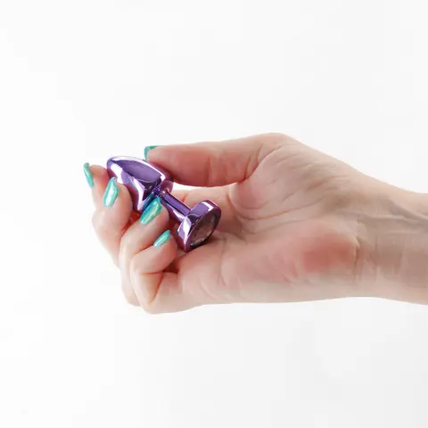 Rear Assets Petite Metal Anal Plug in Purple