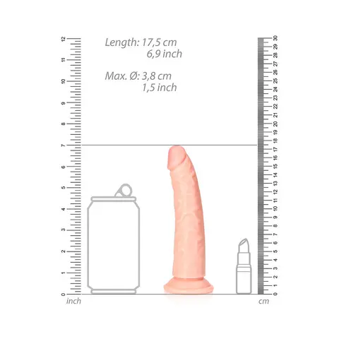 RealRock Realistic 6 in. Slim Dildo With Suction Cup in Beige