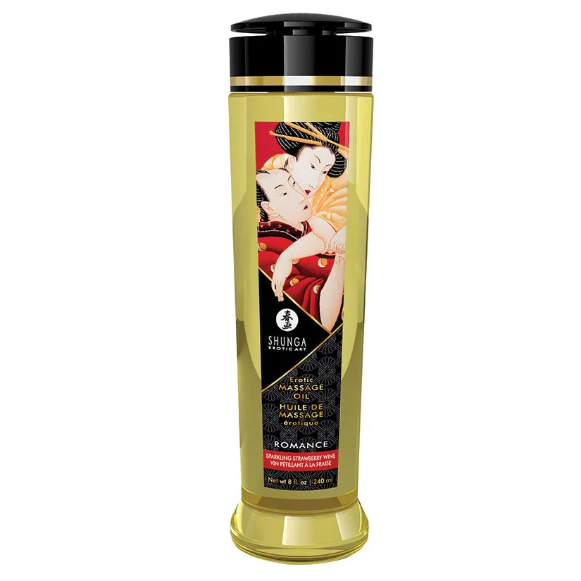 Shunga Erotic Massage Oil Romance Sparkling Strawberry Wine 8.5 oz.