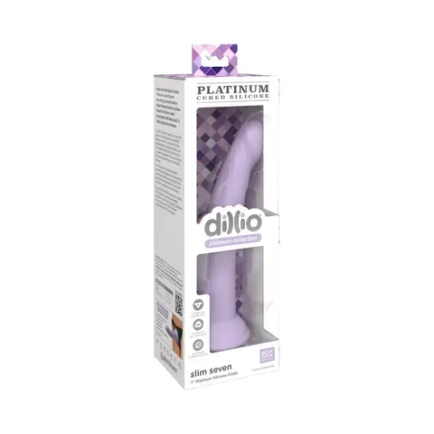 Dillio Platinum Collection Slim Seven 7 in. Silicone Dildo in Purple