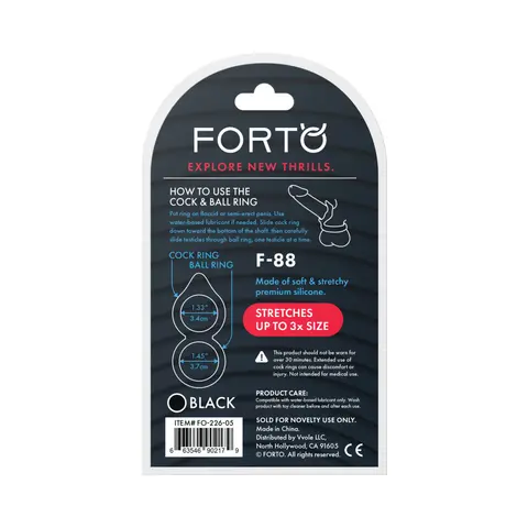 Forto F-88 Liquid Silicone Cock & Ball Ring in Black