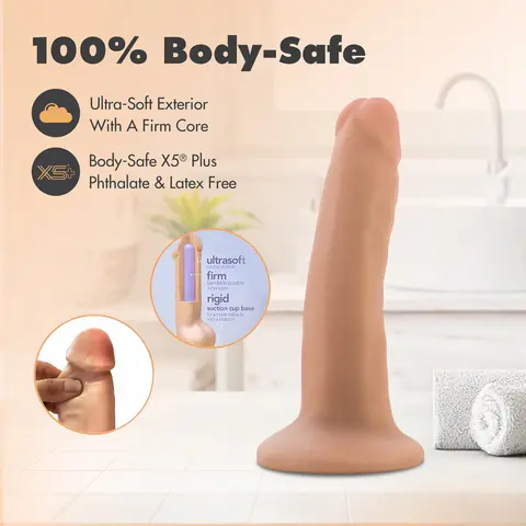 Dr. Skin Plus Realistic 5 in. Triple Density Posable Dildo Beige