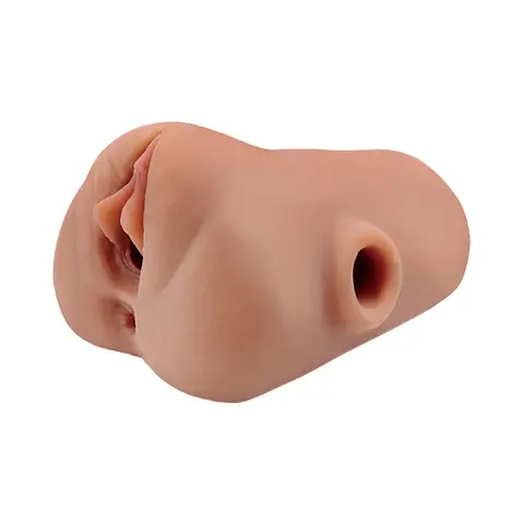 PDX Plus Double Pounder Vibrating Squeeze Stroker in Brown