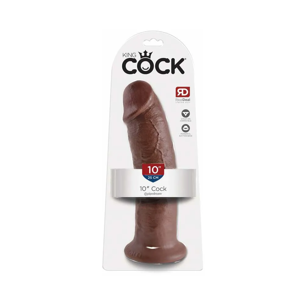 King Cock 10 in. Cock Realistic Dildo With Suction Cup in Brown