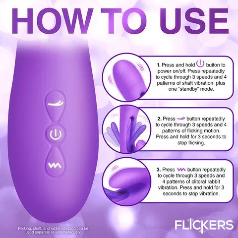 Flickers Tri-Flick Flicking Silicone Rabbit Vibrator
