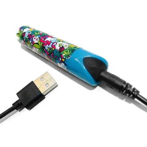 Prints Charming Buzzed Rechargeable 3.5" Bullet - Stoner Chick - Blue