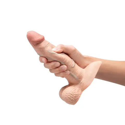 b-Vibe Slipskin Realistic Silicone Dildo 7 in. Girthy Cream