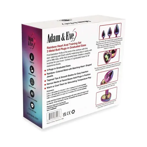 Adam & Eve Rainbow Heart Anal Plug Training Set