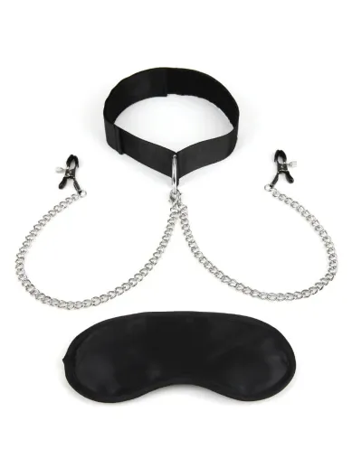 collar with chained adjustable nipple clamps