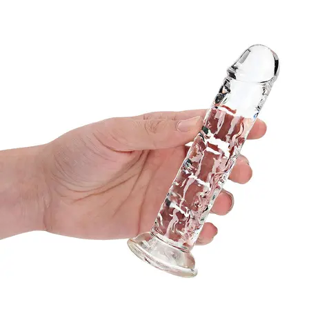 RealRock Crystal Clear Straight 6 in. Dildo Without Balls in Clear