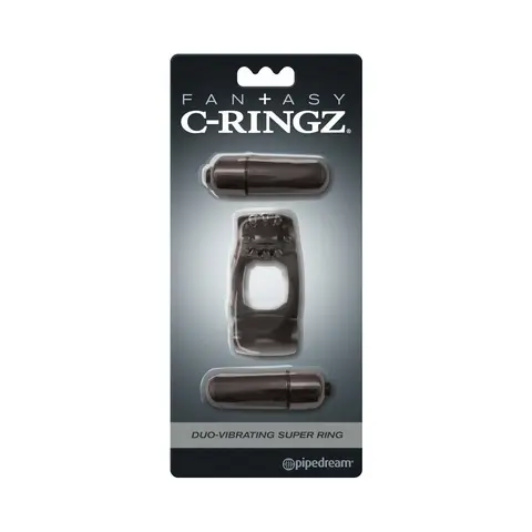 Fantasy C-Ringz Duo-Vibrating Super Ring With Dual Bullets in Black