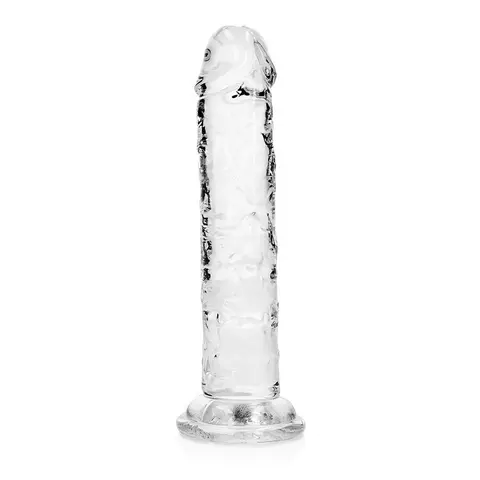 RealRock Crystal Clear Straight 6 in. Dildo Without Balls in Clear