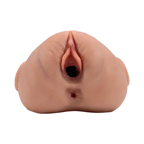 PDX Plus Double Pounder Vibrating Squeeze Stroker in Brown