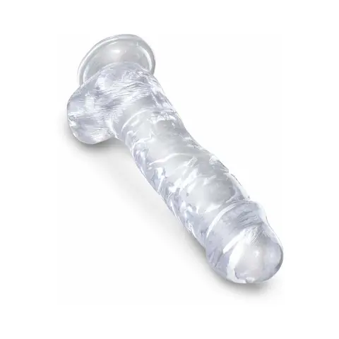 King Cock Clear 8 in. Cock With Balls Realistic Suction Cup Dildo