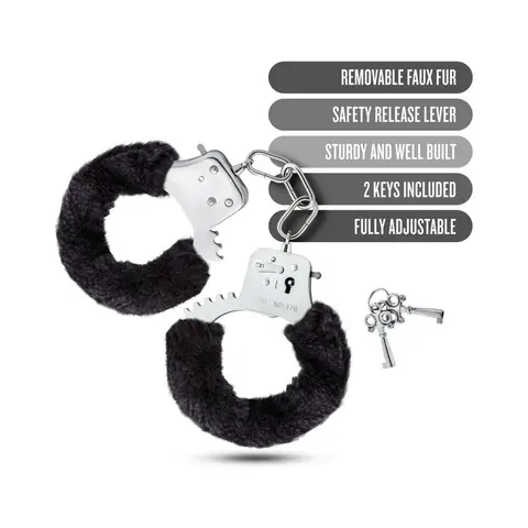 Temptasia Adjustable Faux Fur Cuffs in Black