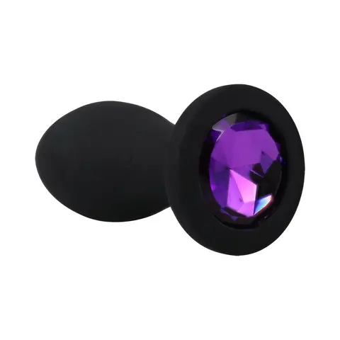 Booty Bling Jeweled Wearable Vibrating Silicone Plug 3 in. in Purple