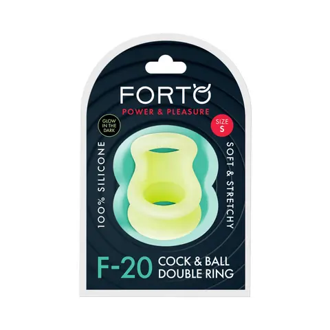 Forto F-20 Liquid Silicone Cockring & Ball Stretcher Small Glow