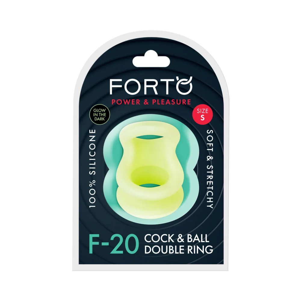 Forto F-20 Liquid Silicone Cockring & Ball Stretcher Small Glow