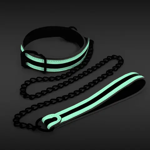 GLO Bondage Collar & Leash Green