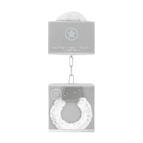 Ouch! Beginner's Furry Handcuffs With Quick-Release in White