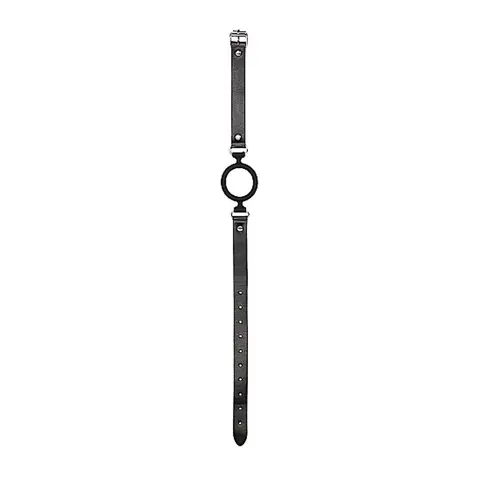 Ouch! Black & White Silicone Ring Gag With Adjustable Bonded Leather Straps Black
