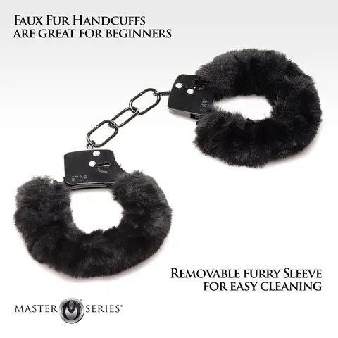 Master Series Cuffed in Fur Furry Handcuffs in Black