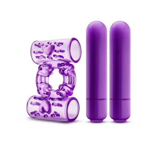 Play with Me Double Play Dual Vibrating Cockring Purple