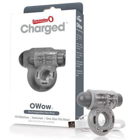 Screaming O Charged OWow Vooom Vibrating Cock Ring in Grey