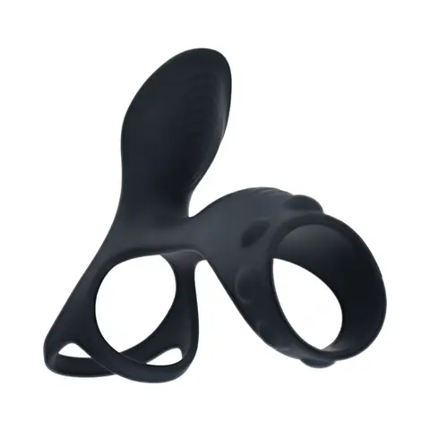 LEVELZ Vibrating Silicone Cock & Ball Ring with Shaft Loop in Black