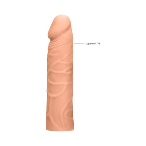 RealRock Realistic Veiny 7 in. Penis Sleeve Extender in Beige