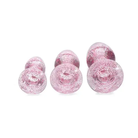 Adam & Eve Glitter Gem Butt Plug Set in Pink