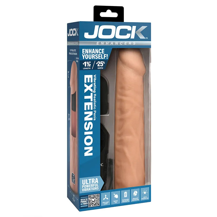 JOCK Enhancers Vibrating Realistic Penis Extension Light 1.5 in.