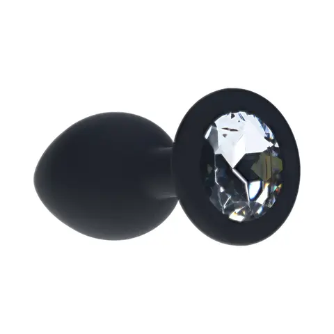 Ouch! Small Round Diamond Butt Plug 6 Jewels Black
