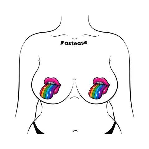 Pastease Taste the Rainbow Sparkling Tongue Out Breast Covers