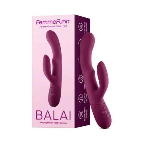 FemmeFunn Balai Rechargeable Silicone Swaying Motion Dual Stimulation Vibrator Light in Fuchsia