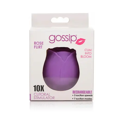 Curve Toys Gossip Cum Into Bloom Rechargeable Silicone Clitoral Stimulator Rose Flirt in Violet